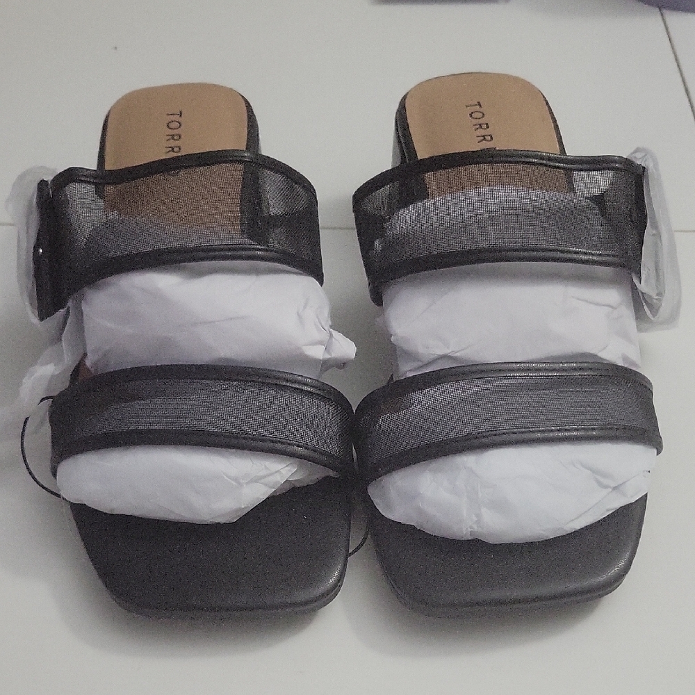 Torrid Black Mesh Strap Sandals